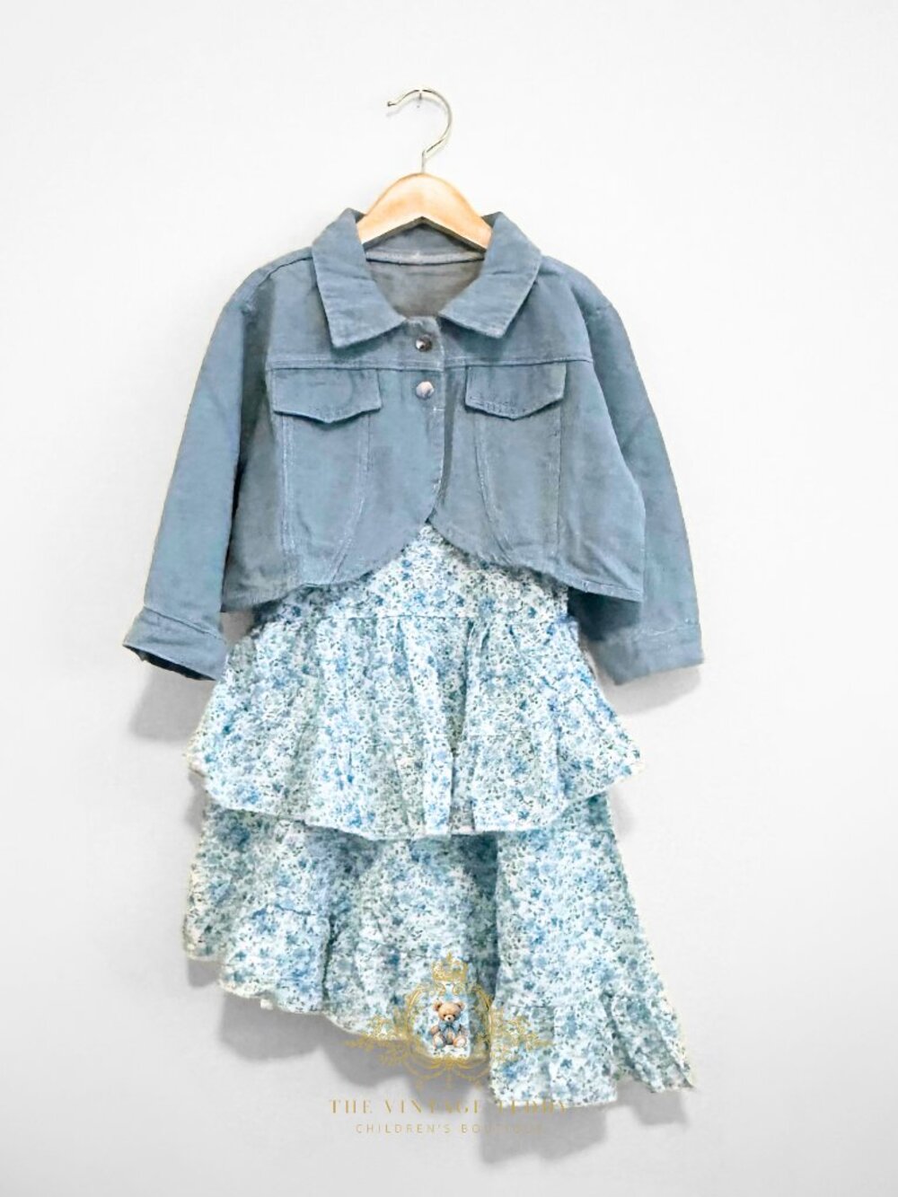 NWT Pretty Girls Floral Dress & Denim Jean Jacket 2-Piece Set Sundress Blue 5T - Picture 2 of 5